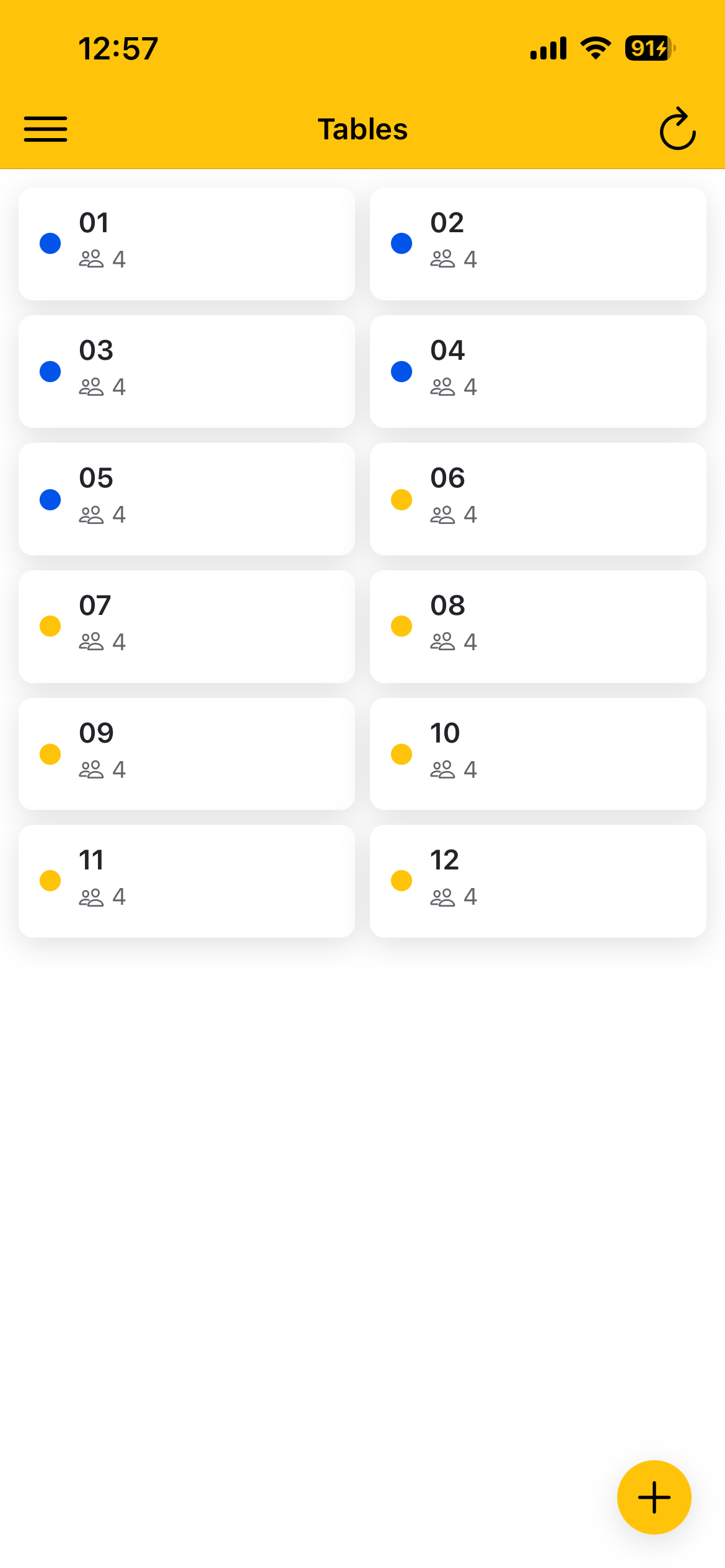 Tela de gestão de mesas do Tap4Beer